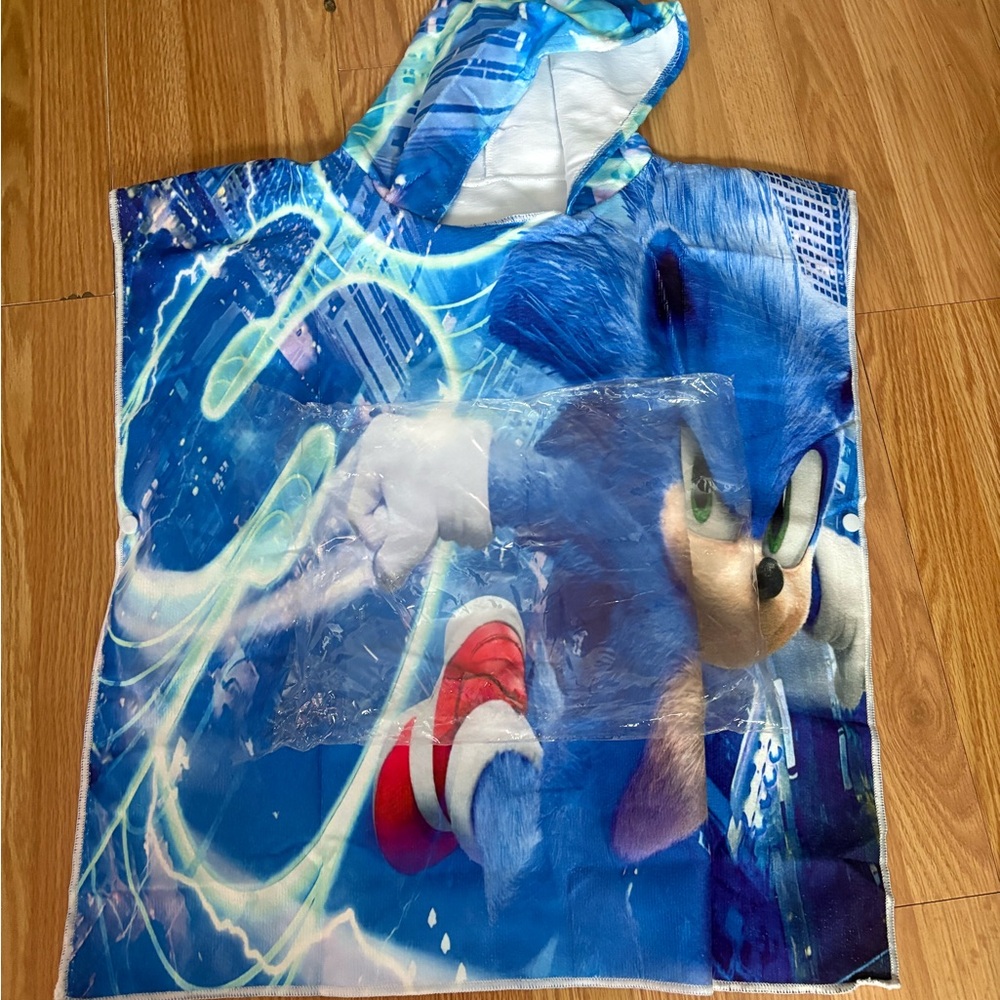 Blue Sonic Hooded Bath Towel